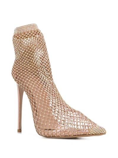 Shop Le Silla Crystal-mesh Ankle Boots In Neutrals