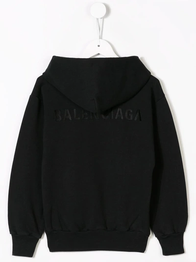 Shop Balenciaga Logo Embroidered Hoodie In Black