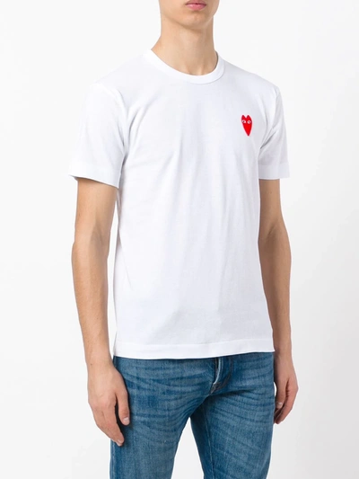 Shop Comme Des Garçons Play Embroidered Logo T-shirt In White
