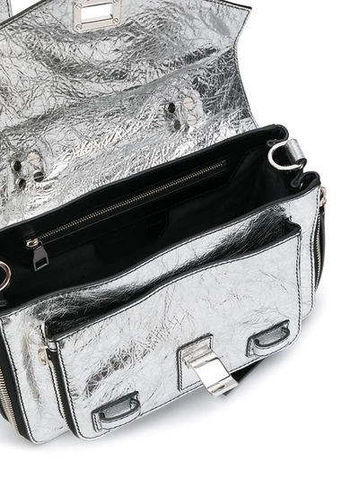 Shop Proenza Schouler Tiny Ps1+ Metallic-effect Satchel Bag In Silver