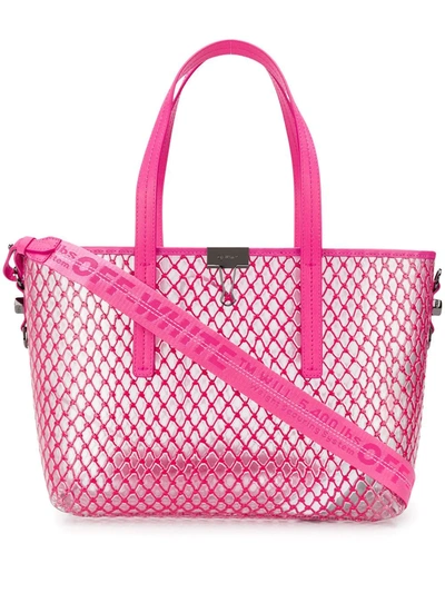 Shop Off-white Netted Shopper Bag In Pink