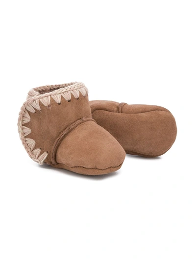 Shop Mou Shearling Snow Boots In Brown