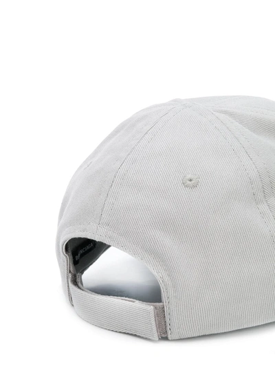 Shop Balenciaga Embroidered Logo Baseball Cap In Grey