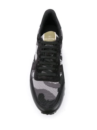 Shop Valentino Rockrunner Camouflage-print Sneakers In Black