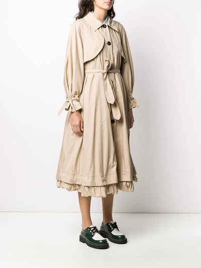 Shop Patou Flared Belted Trench Coat In Neutrals
