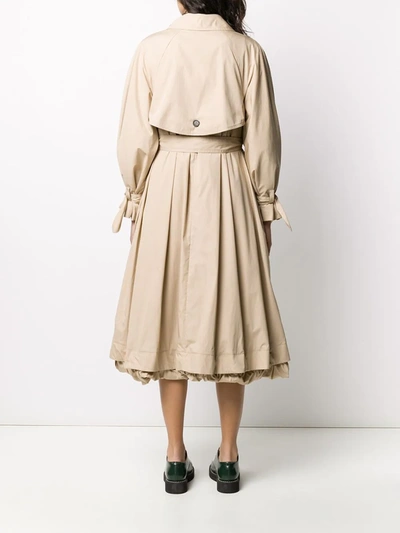 Shop Patou Flared Belted Trench Coat In Neutrals