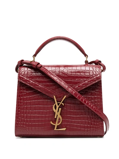 Shop Saint Laurent Mini Cassandra Tote Bag In Red