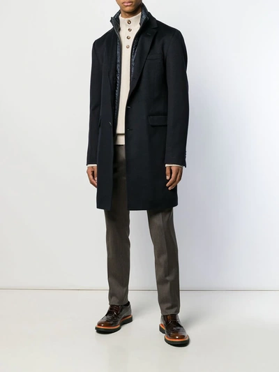 Herno Single-breasted Coat In Blue