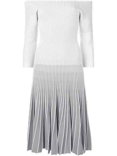 Pre-owned Alaïa 2000 Striped Dress In Grey