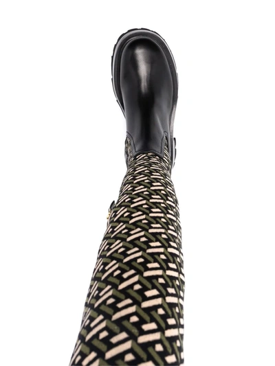 Shop Versace Multi-panel Ridged-sole Boots In Black