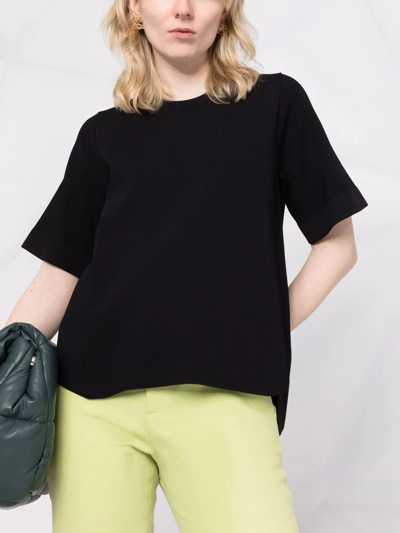 Stella Mccartney Strong Silhouette Short-sleeve Knitted Jumper In Schwarz