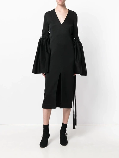 Shop Ellery Oversized Bell Sleeve Dress In Black