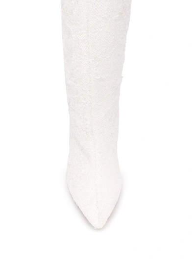 Shop P.a.r.o.s.h Sequinned Knee-high Boots In White