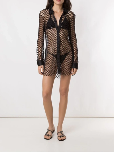 Shop Amir Slama Sequinned Triangle Bikini Set In Black