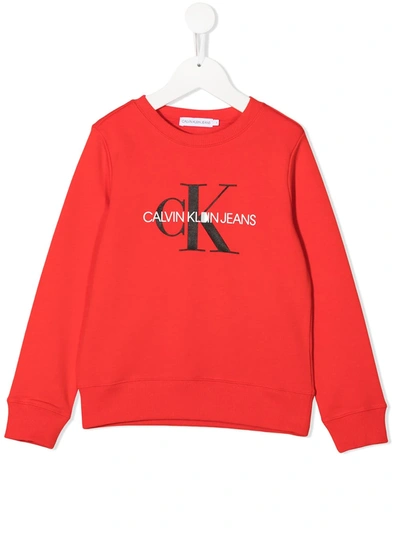 Calvin Klein Logo Print Sweatshirt In Red