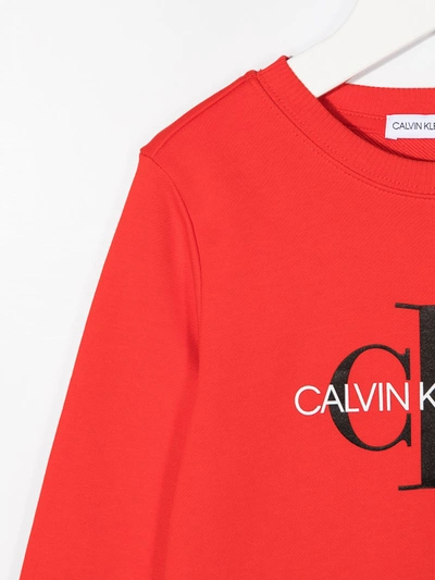 Calvin Klein Logo Print Sweatshirt In Red
