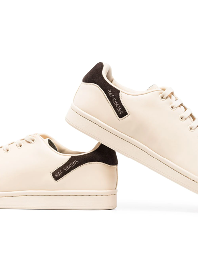 Shop Raf Simons Orion Faux-leather Low-top Sneakers In Neutrals
