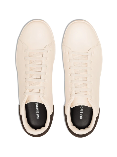 Shop Raf Simons Orion Faux-leather Low-top Sneakers In Neutrals