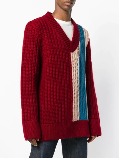 Shop Calvin Klein 205w39nyc Oversized Chunky Stripe Sweater In Red
