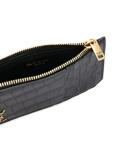 Shop Saint Laurent Fragments Crocodile-effect Wallet In Black