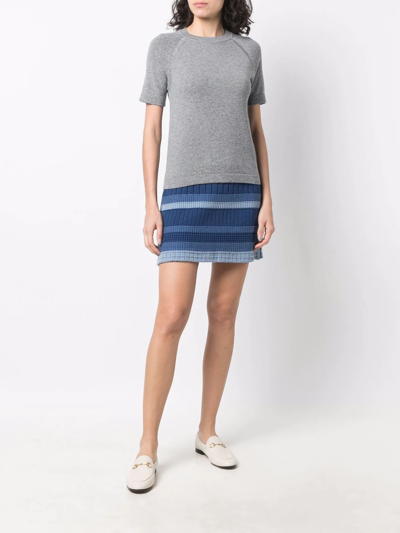 Barrie Short-sleeved Cashmere Top In Grey