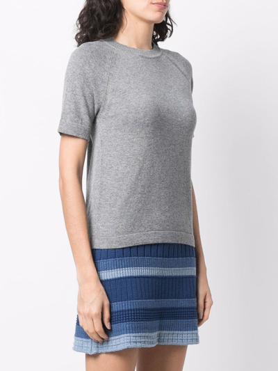 Barrie Short-sleeved Cashmere Top In Grey