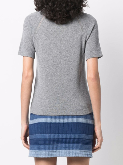 Barrie Short-sleeved Cashmere Top In Grey