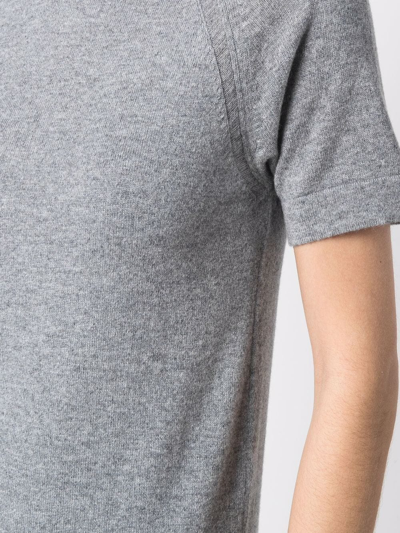 Barrie Short-sleeved Cashmere Top In Grey