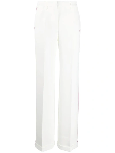 Shop Off-white Contrasting Trim Tailored Trousers In White