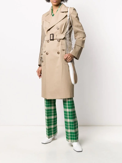 Shop Maison Margiela Raw Trim Belted Trench Coat In Neutrals