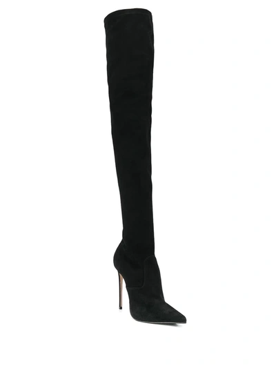 Le Silla Eva 120 High Heels Boots In Black Suede In Black