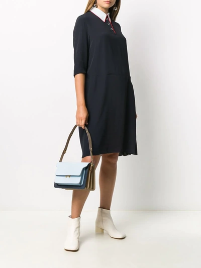 Shop Marni Medium Bi-colour Trunk Shoulder Bag In Blue