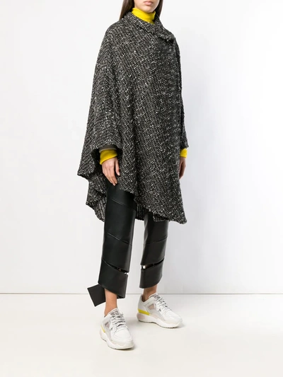 Pre-owned Fendi 1980s Boucle Wrap Coat In Black