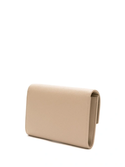 Beige Uptown YSL-plaque grained-leather clutch bag