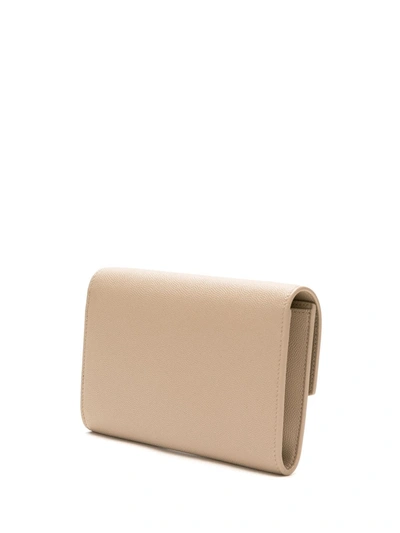 Saint Laurent Uptown Grained Leather Chain Wallet In Neutrals