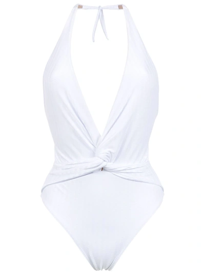 Shop Brigitte Aline Halter Neck Swimsuit In White
