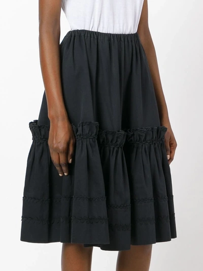 Pre-owned Saint Laurent 1970s Rive Gauche Tiered Skirt In Black