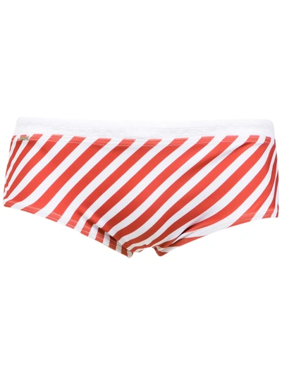 Shop Amir Slama Striped Swim Briefs In Red