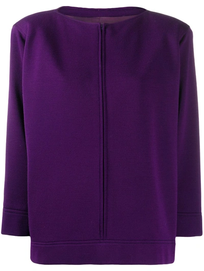 Pre-owned Saint Laurent 1980s Boxy Cardigan In Purple