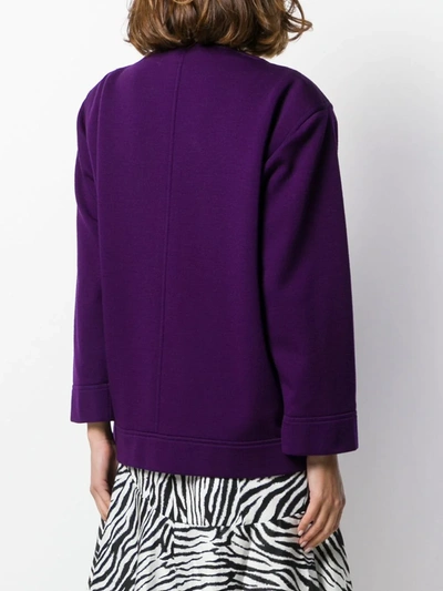 Pre-owned Saint Laurent 1980s Boxy Cardigan In Purple