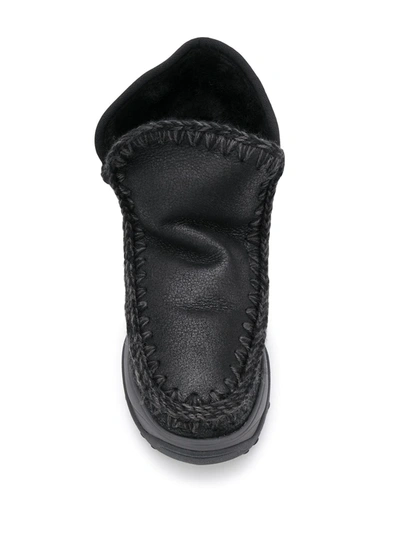 Mou Chunky Eskimo Sneake Low Heels Ankle Boots In Black Leather In Black