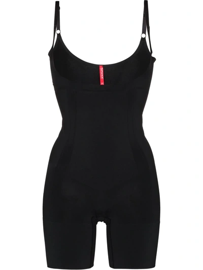 Spanx Thinstincts Targeted Open-bust Bodysuit Shaper In Black