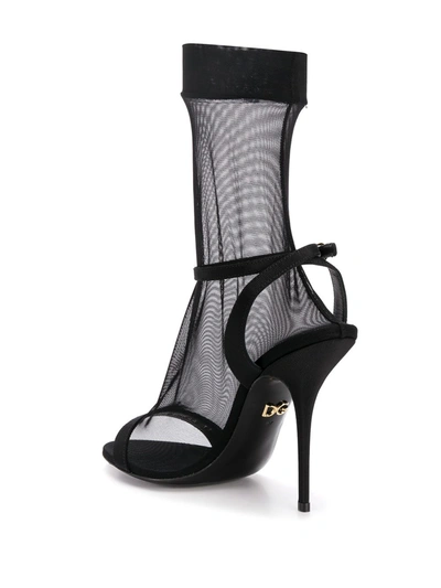 Shop Dolce & Gabbana Sheer Sock-style Stiletto Sandals In Black