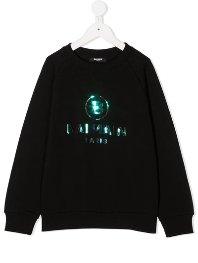 Shop Balmain Logo-print Detail Sweatshirt In Black