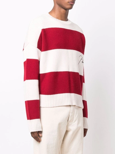 Shop Rhude Striped-knit Jumper In Red