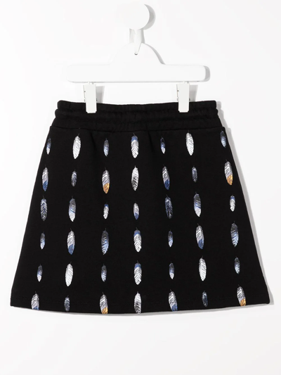 Marcelo Burlon County Of Milan A-line Feather Print Skirt In Black