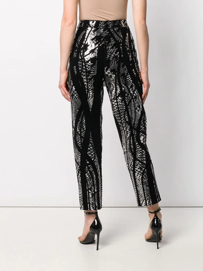 Shop Halpern Tapered Sequin Trousers In Black