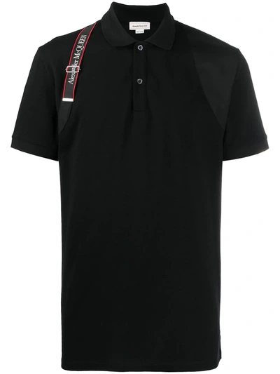 Shop Alexander Mcqueen Logo Harness-strap Polo Shirt In Black