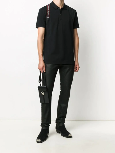 Shop Alexander Mcqueen Logo Harness-strap Polo Shirt In Black
