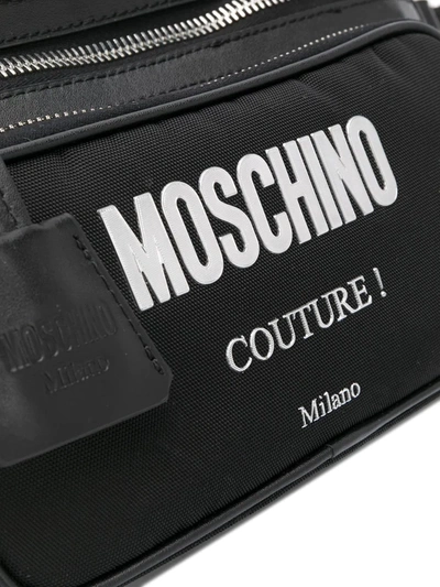 Shop Moschino Zipped Logo Belt Bag In Black